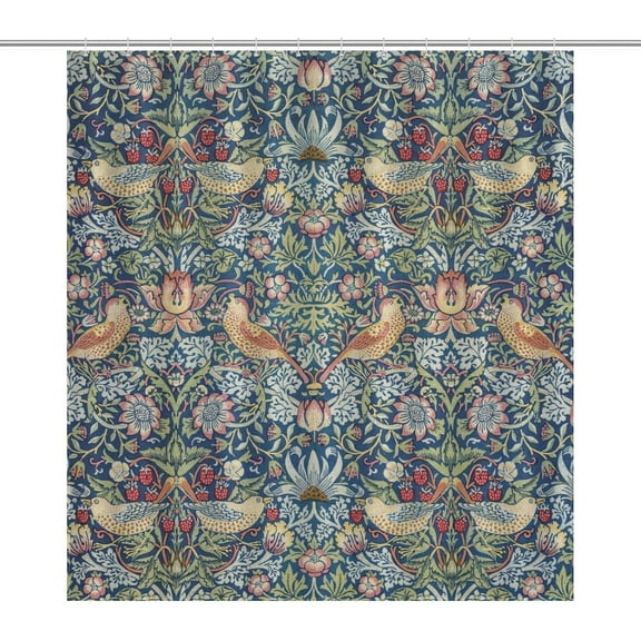 Victorian William Morris Original Design Vintage Shower Curtain Furniture Bathroom Fabric Decorations Washable Shower Curtain with Hooks