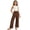 A-Brown58, variant on Hiijoy Girls Solid Color Casual Pants Elastic Waist Drawstring Pants Side Slit Trousers