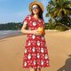 thumbnail image 4 of Balery Merry Christmas Santa Claus A Vestidos sueltos de manga corta para mujer, vestidos de verano 2025, vestidos casuales de corte A con vuelo., 4 of 6