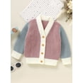 thumbnail image 2 of GXFC Baby Cardigan Sweaters for Boys Girls 6M 1T 2T 3T Kids Long Sleeve Button Contrast Color Knit Pullovers Tops Casual Fall Knitwear Clothes for Toddler, 2 of 8