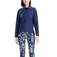thumbnail image 2 of Josie Natori Women's Solstice Mock Neck Top Blue Size X-Small, 2 of 3