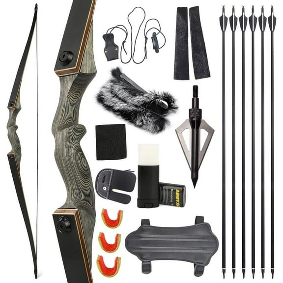 BLACK HUNTER Takedown Right Handed Longbow and Arrow Set
