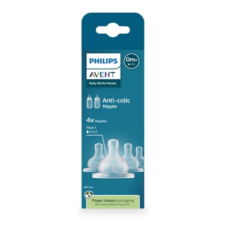 Philips Avent Anti-colic Nipples - Flow 1, 4-Pack, SCY761/44