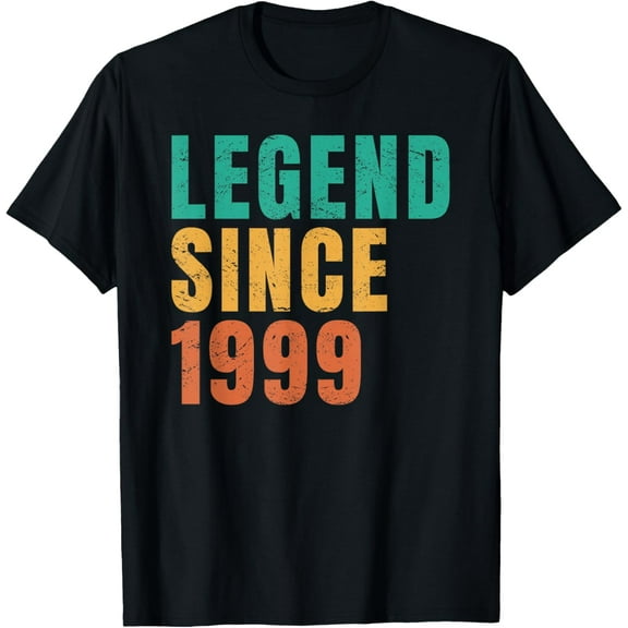 25 Years Old Legend Since 1999 25th Birthday T-ShirtMen and women, Black T-shirt, size: Extra large