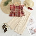 thumbnail image 2 of Taybagh Outfits for Girls Summer Toddler Girl Outfits Plaid Ruffle Sleeveless Vest Baggy Pants Playwear Set, 2 of 8