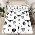 thumbnail image 2 of Feelyou Hippie Bohemian Aztec Twin Sheet Sets, White Black Triangle Twin Fitted Sheet, Southwestern Theme Flat Sheet, Ultra Soft Bedroom Decor, 3pcs, 2 of 7