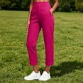 thumbnail image 3 of TAGOLD Women Sweat Shorts for Womens Solid Color Yoga Long Pants Functional Side Pockets Stretch Light Summer Daily Workout Bottoms, 3 of 5