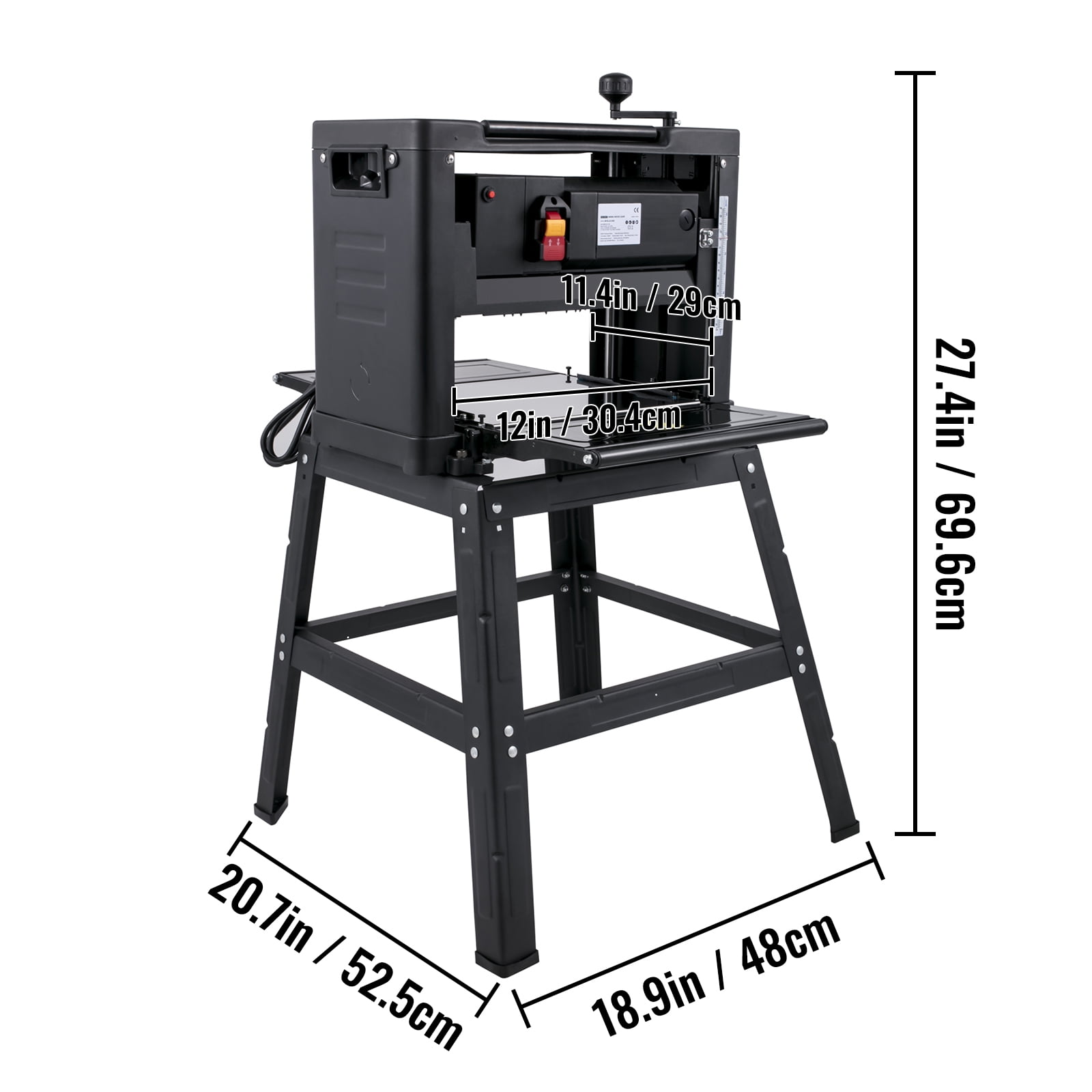 BENTISM Thickness Planer Wood Planer 12" Woodworking Planer w/ Stand Dust Exhaust