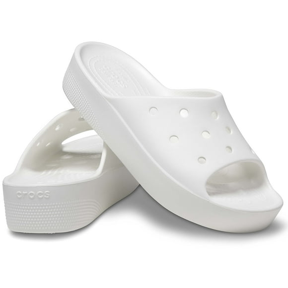 Crocs Women's Classic Slide | Platform Sandals, White, 6