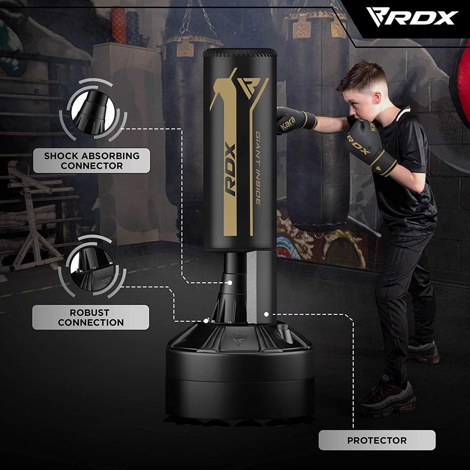 RDX Kids Punching Bag with Gloves, 4FT Heavy Duty Junior RONIN Target Pedestal Bag Set Suction Cup Stand Base