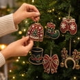 thumbnail image 6 of Hovilon 6PCS Christmas Wooden Ornaments DIY Pearl Kit, 6 Festive Designs Wood Pendant Style Holiday Tree Decor, DIY Painting of Diamond Craft Set for Home Decoration and Handmade Gift, 6 of 7