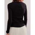 thumbnail image 3 of Womens Slim Fitted Cropped Cardigan Cardigan Long Sleeve Y2K Ribbed Button Down Shirts, 3 of 3