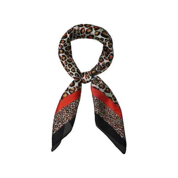 INSPIRE CHIC Foulards Carrés à Imprimé Léopard pour Femmes Foulard de Cou Foulard Orange