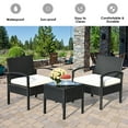 thumbnail image 4 of Gymax 3PCS Patio Rattan Furniture Set Conversation Sofa Cushioned Coffee Table Garden, 4 of 10