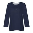 thumbnail image 3 of WEAIXIMIUNG Custom T Shirts with Photo Women's Casual Solid Color Long Sleeve U Neck Button T Shirt Top, 3 of 4