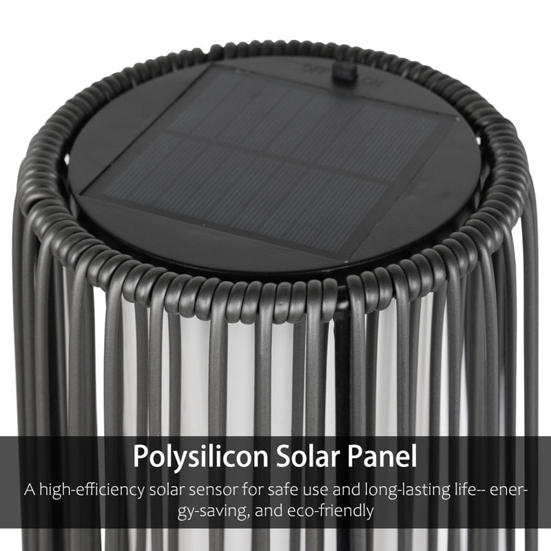 Solar Floor Lamp Outdoor, Waterproof Rattan Solar Lantern Lights for Patio, Yard, Garden, Lawn, Porch, Pathway Decorations, Auto Shut-off, Gray