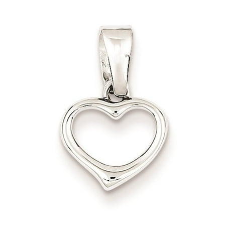 925 Sterling Silver Rhodium Plated Open Heart Polished Charm Pendant