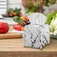 thumbnail image 4 of POLERO Stylish Tissue Box Cover Square - PU Leather Holder Waterproof Tissue Boxes - Thanksgiving Decorative Cube Cover for Bathroom and Home, White Marble, 4 of 7