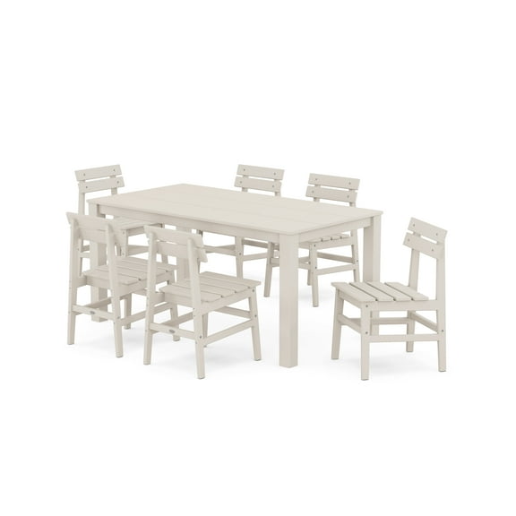 POLYWOOD® Modern Studio Plaza Chair 7-Piece Parsons Table Dining Set in Sand