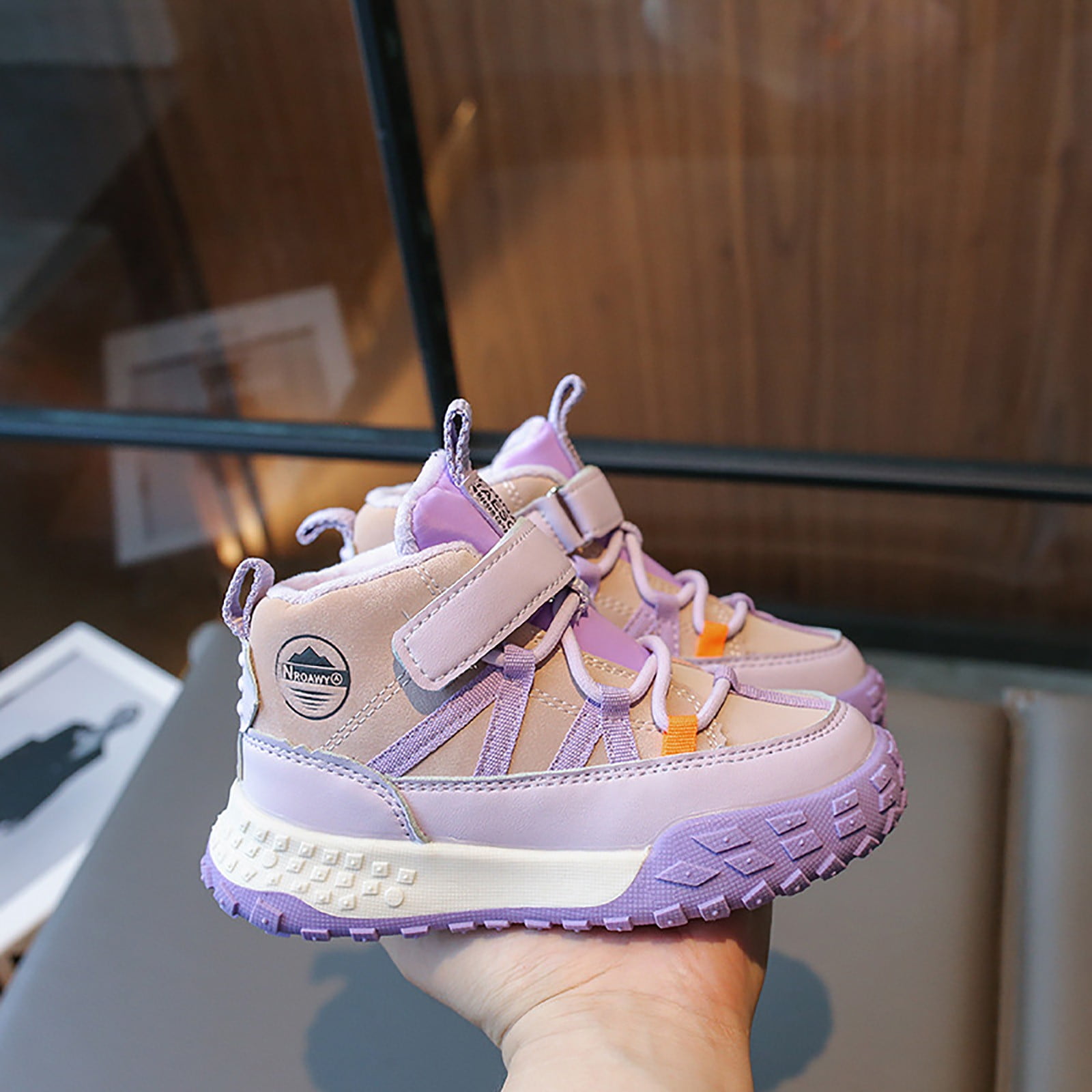 YDFCWXW Kids Hiking Boots Waterproof Girls Hiking Boots Durable TPR Traction Outsole Girls Hiking Shoes Anti-Skid Athletic Hook and Loop Closure Kids Hiking Shoes for Outdoor (Purple, 2)