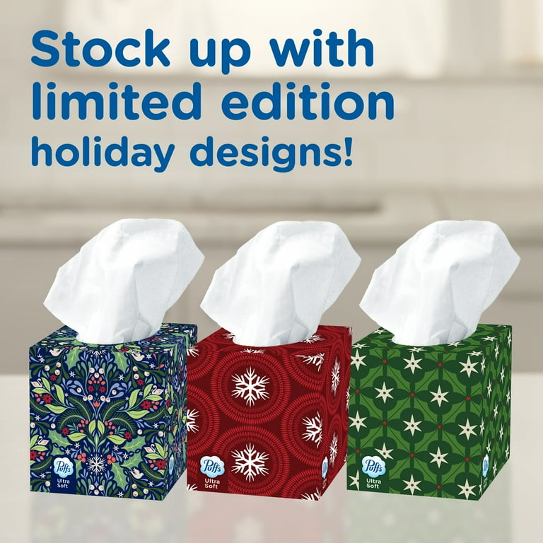 Puffs Plus Lotion Facial Tissue, 4 Mega Cube Boxes, White, 72 Tissues per Box