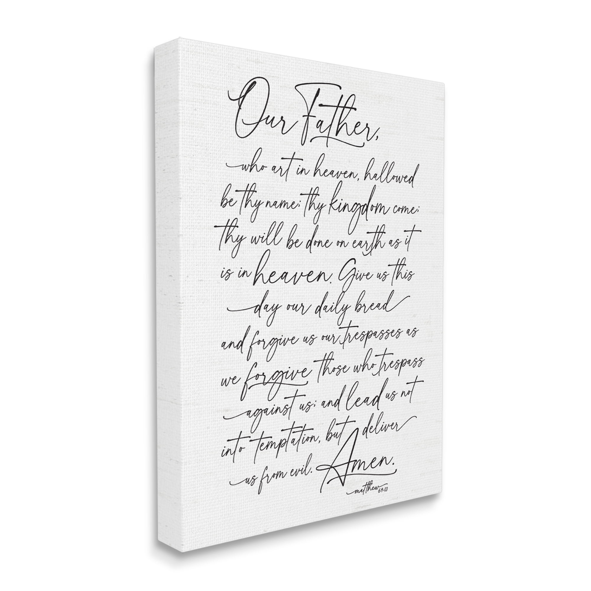 Stupell Industries Our Father Religious Prayer Reading Spiritual Scripture Graphic Art Gallery Wrapped Canvas Print Wall Art, Design by Lettered and Lined