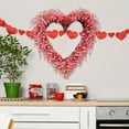 thumbnail image 5 of 20 Inch Valentine's Day Heart Shaped Floral Wreath - Artificial Spring Summer Wreath, Pink Blossom & Berries Design for Front Door Window Wall, Wedding Festival Home Decor, 5 of 6