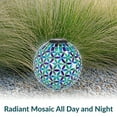 thumbnail image 4 of Sunnydaze Blue Cool Blossoms 10" Mosaic Glass Outdoor Gazing Globe with Solar Light, 4 of 11