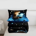thumbnail image 5 of Erosebridal Boys Girls Cartoon Capybara With Magical Books Queen Comforter Set 3pcs,Kids Cute Animal Bedding Comforter Set,Navy Blue Reversible, 5 of 7