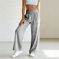 thumbnail image 4 of Einccm Womens High Waisted Wide Leg Pants - Checkered Casual Plaid Trousers with Pockets - Comfy Smocked Waist Flowy Bottoms for Vacation or Daily Wear, 4 of 6