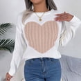 thumbnail image 6 of vigerkar Women's Sweater Heart Knitted Pullover Sweaters Long Sleeve Crewneck Cute Sweaters (Pink, XXL), 6 of 8