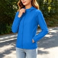thumbnail image 5 of Women's Plus Size Hooded Sun Protection Jacket Full Zip Elastic Cuff Long Sleeve Sun Sweatshirt Lightweight Outdoor Windbreaker Coats Blue, 5 of 8