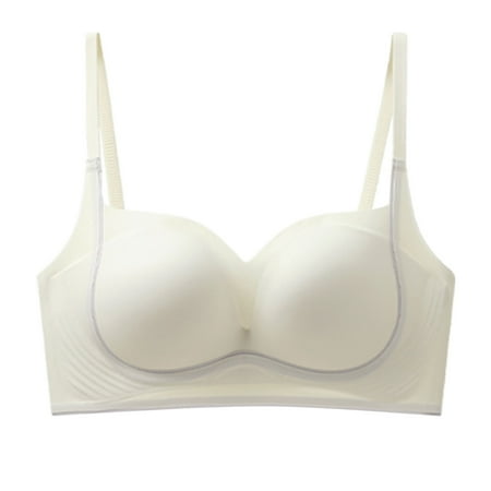 Gnurob Womens Bras Seamless Bralettes Push Up Brassiere Seamless Full Support Underwear Adjustable Straps Bralette Everyday Basic Sleeping Bra Clearance Saving White Large