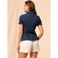 thumbnail image 5 of DARING DIVA Women's Cotton Frilled Peter Pan Collar Blouse XS Blue, 5 of 6