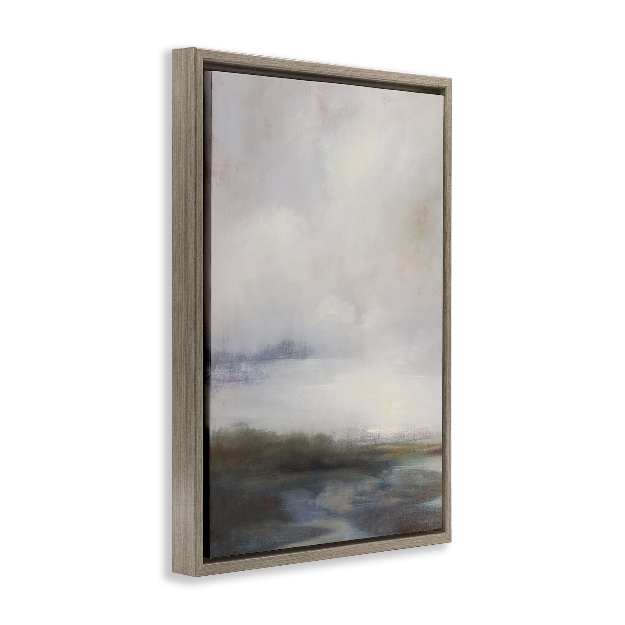 Stupell Industries Foggy Grey Landscape Landscape & Nature Painting Brown Floater Framed Canvas Art Print Wall Art, 17 x 25