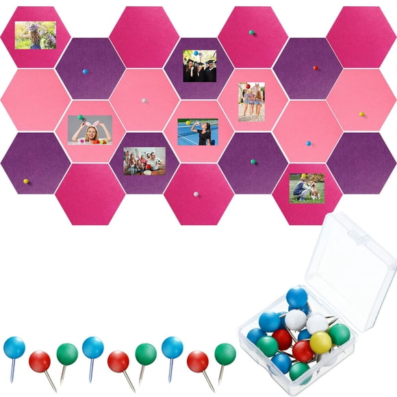 Pizarra de fieltro hexagonal con forma de tablón de anuncios, 21 unidades