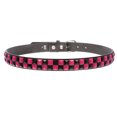 thumbnail image 4 of Kids Snap On Punk Rock Black & Hot Pink Star Studded Checkerboard Leather Belt, 4 of 6