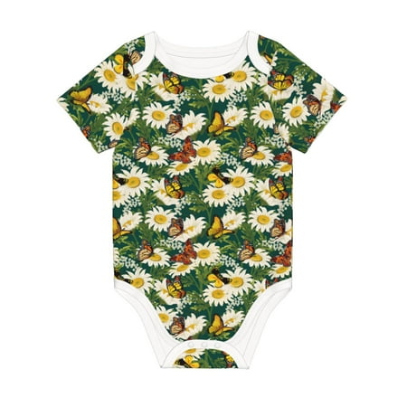 

Matuu Sunflowers And Butterflies for Baby Short-Sleeve Bodysuit Soft Cotton Comfortable and Breathable Perfect for Newborns and Infants