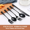 thumbnail image 4 of 5 Pcs Black Silverware with 10 Pack Disposable Placemats Set, Mirror Polished Flatware Set Stainless Steel Fork Knife Spoon, Food Grade Eating Utensils, Reusable Cutlery Set, Dishwasher Safe, 4 of 8