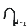 thumbnail image 2 of Stylish Ht 14” Matte Black Single Handle Kitchen Faucet with Soap Dispenser K131NS01N, 2 of 11