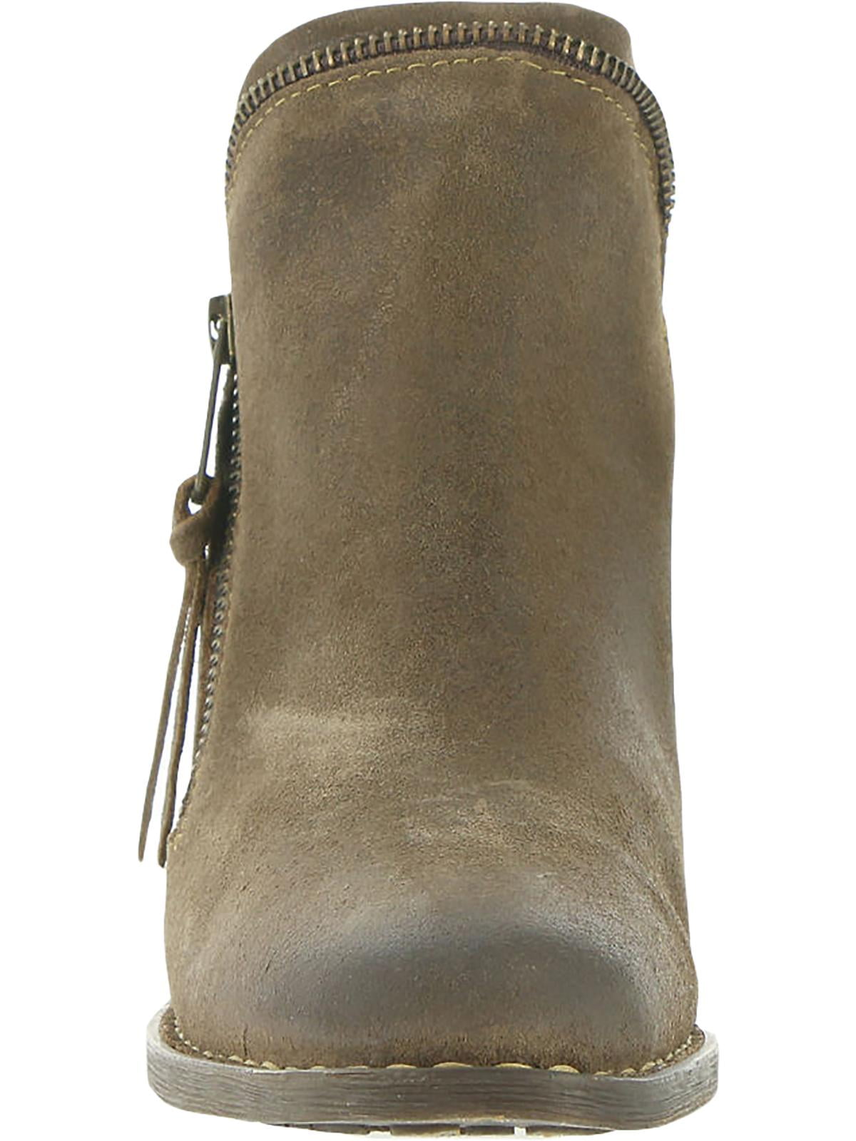 Born Womens Montoro Leather Zipper Block Heel Boot Brown 6 Medium 