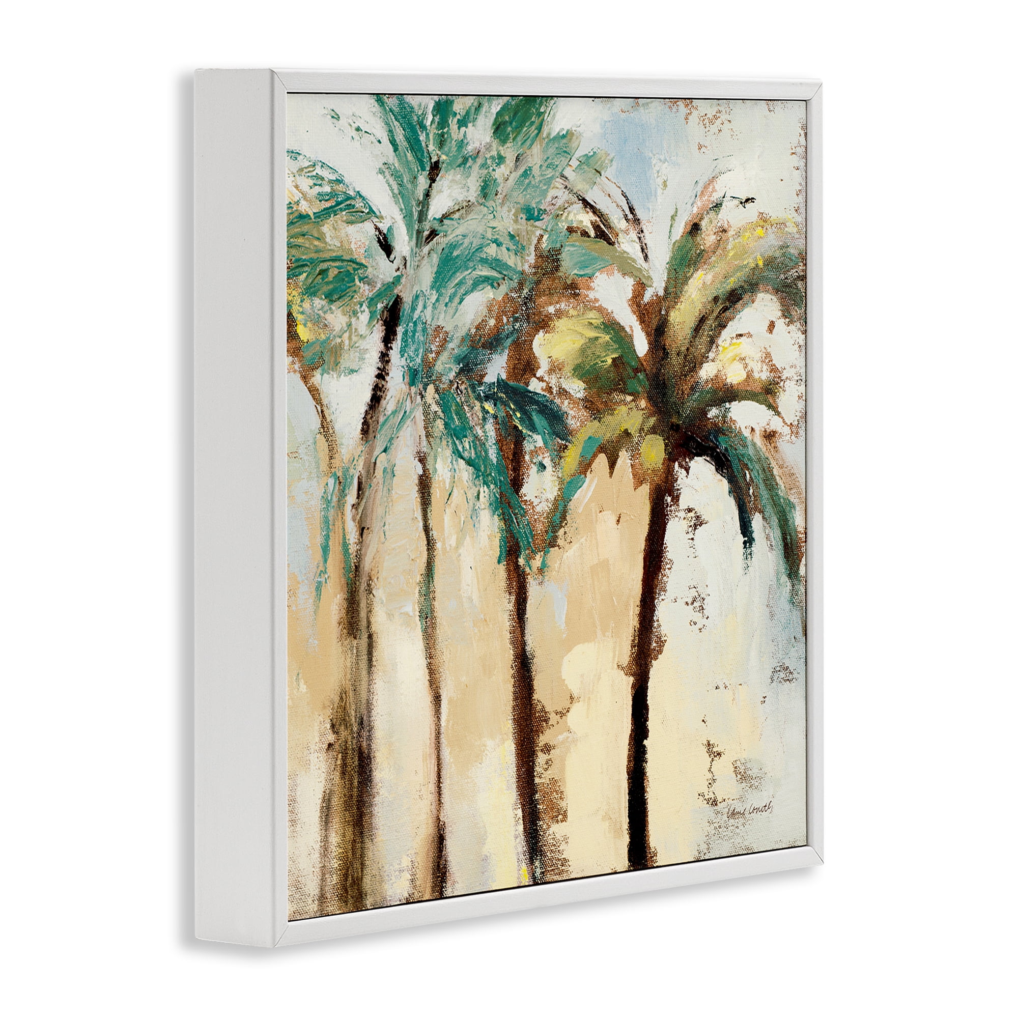 Stupell Industries Rustic Brushed Palm Trees Botanical & Floral Painting White Framed Art Print Wall Art, 17 x 17