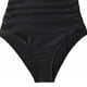 thumbnail image 4 of Bikini negro ajustado sin espalda con control de abdomen, traje de baño sin aros - Traje de baño negro XL con escote en V profundo fruncido, 4 of 8