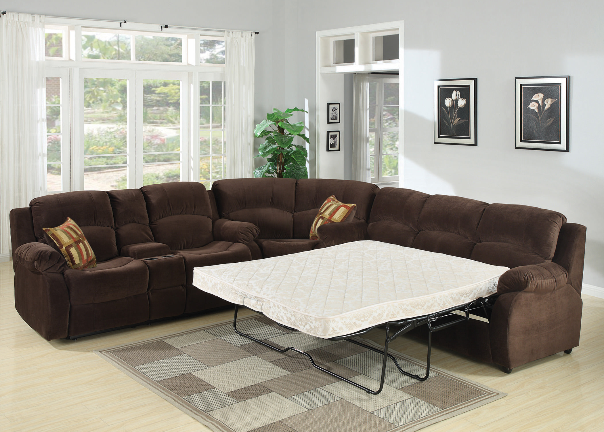 Tracey 3-Piece Transitional Sectional Sofa with Queen Sofa Bed