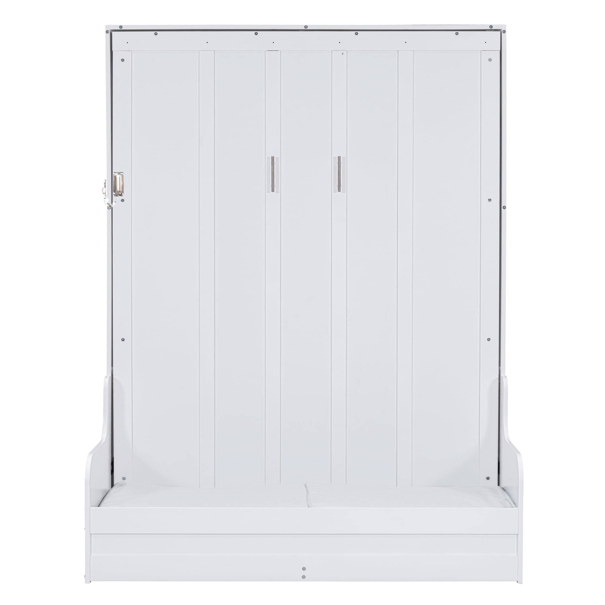 Mintazer Queen Size Murphy Bed with Sofa, Modern Foldable Wall Bed with Cushions for Bedroom Apartment Guest Room, White