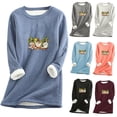 thumbnail image 1 of DDAPJ pyju Chandail Doublé en Sherpa pour Femmes, Hauts en Molleton Thermique, Imprimé Mignon de Gnome, Col Rond, Manches Longues, Chandail Ample et Confortable, Vêtements de Détente en Liquidation, Bleu TTG, 1 of 6