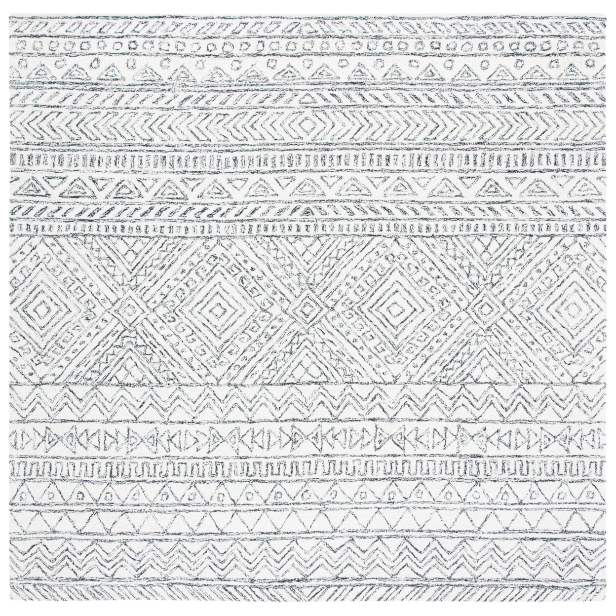 SAFAVIEH Aspen Rosalind Geometric Wool Area Rug, Ivory/Black, 11' x 15'