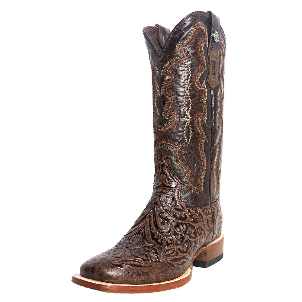 Tanner Mark Boots Womens Women’s Embossed Floral Hand Tool in Brown 10 B Chocolate