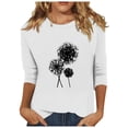 thumbnail image 1 of TSADFHJI Hauts d'Entraînement pour Femmes T-Shirt Décontracté Imprimé Mode Col Rond Manches Trois-Quarts Blouse m Blanc, 1 of 5