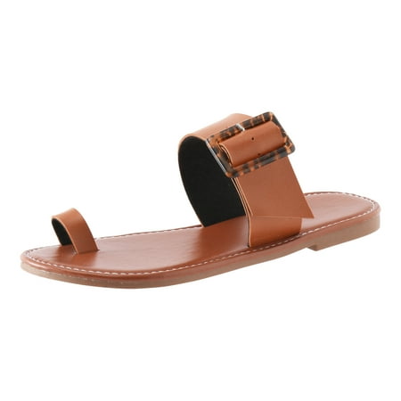 

Sngxgn Women’s Birdine Leather Sandal I Casual Slip Resistant Everyday SandalsSmile Face Slippers Brown 8.5